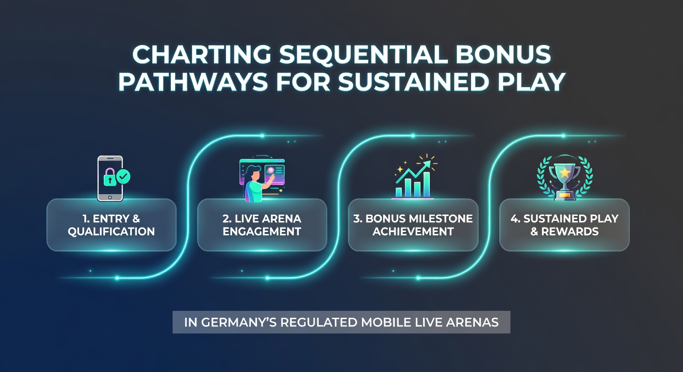 Mobile Live-Casino-Session mit sequenziellem Bonusfortschritt auf einem Smartphone-Display