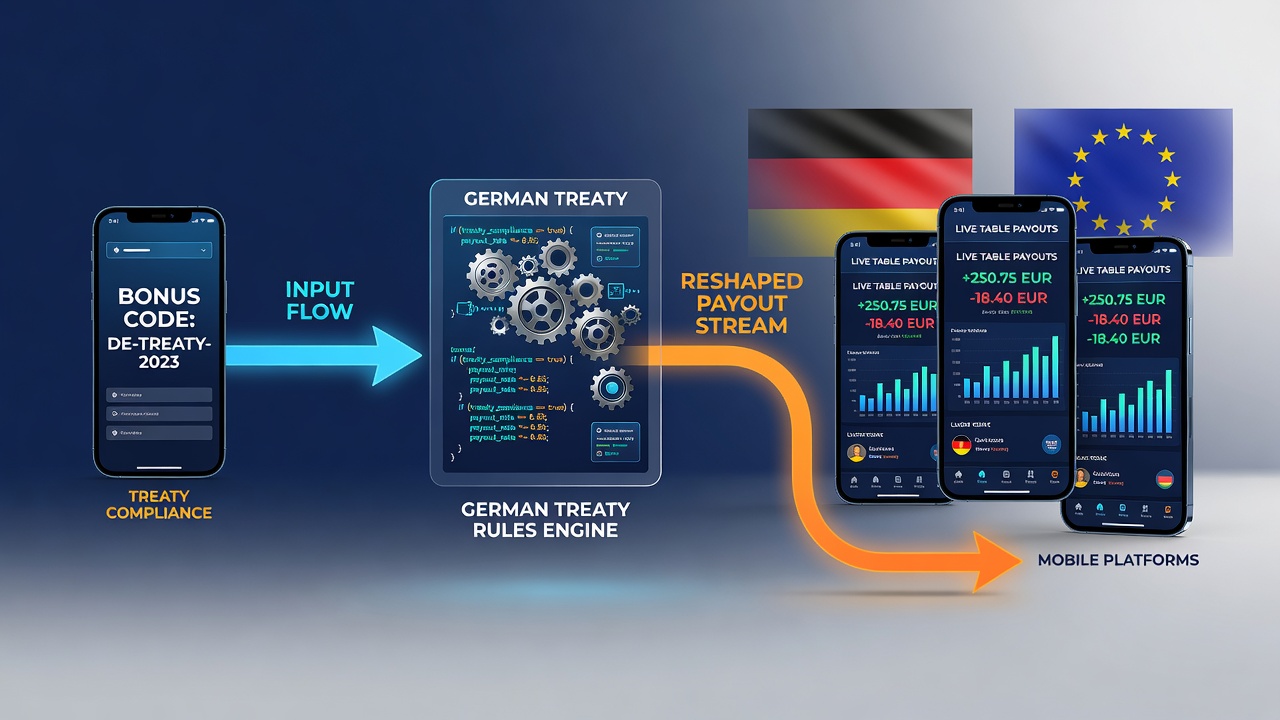 Diagramm der Datenflüsse von Bonuscodes zu Auszahlungen in mobilen Live-Casinos unter deutscher Regulierung