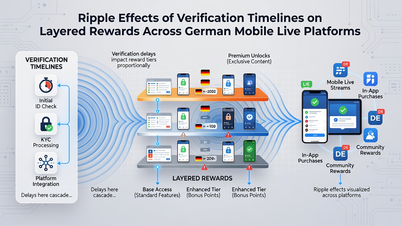 Mobile Live-Casino-Schnittstelle mit Verifizierungsstatus und gestaffelten Belohnungsanzeigen