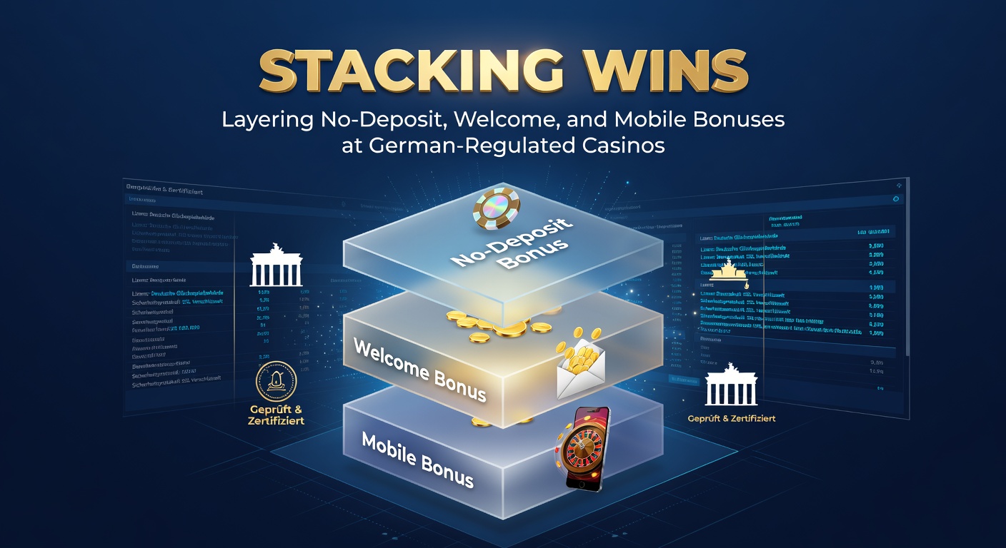 Detaillierte Infografik mit Schichten von Bonus-Icons, Pfeilen für Layering-Prozess und GGL-Siegel im deutschen Casino-Kontext