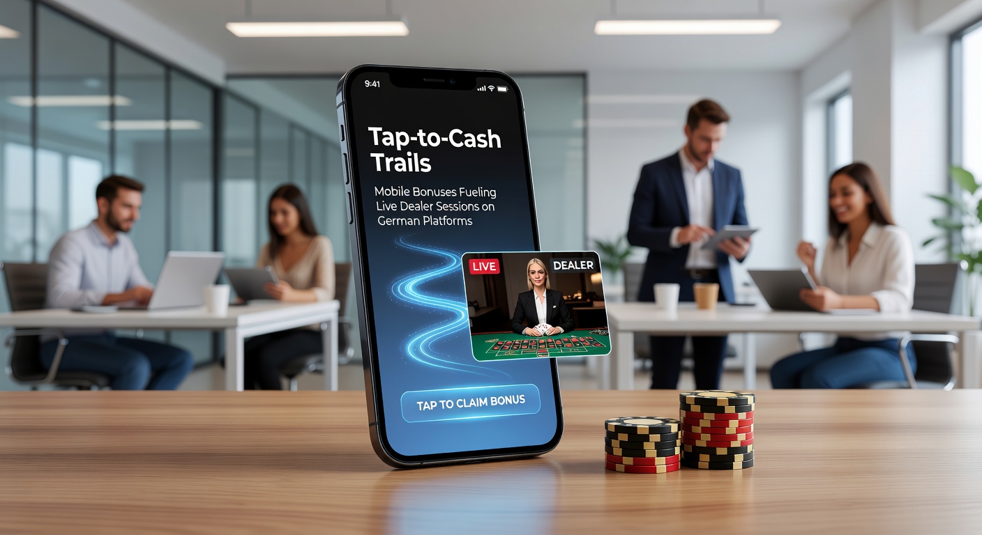 Detaillierte Grafik eines Tap-to-Cash-Prozesses mit Mobile Bonus und Live-Dealer-Integration in einer deutschen App